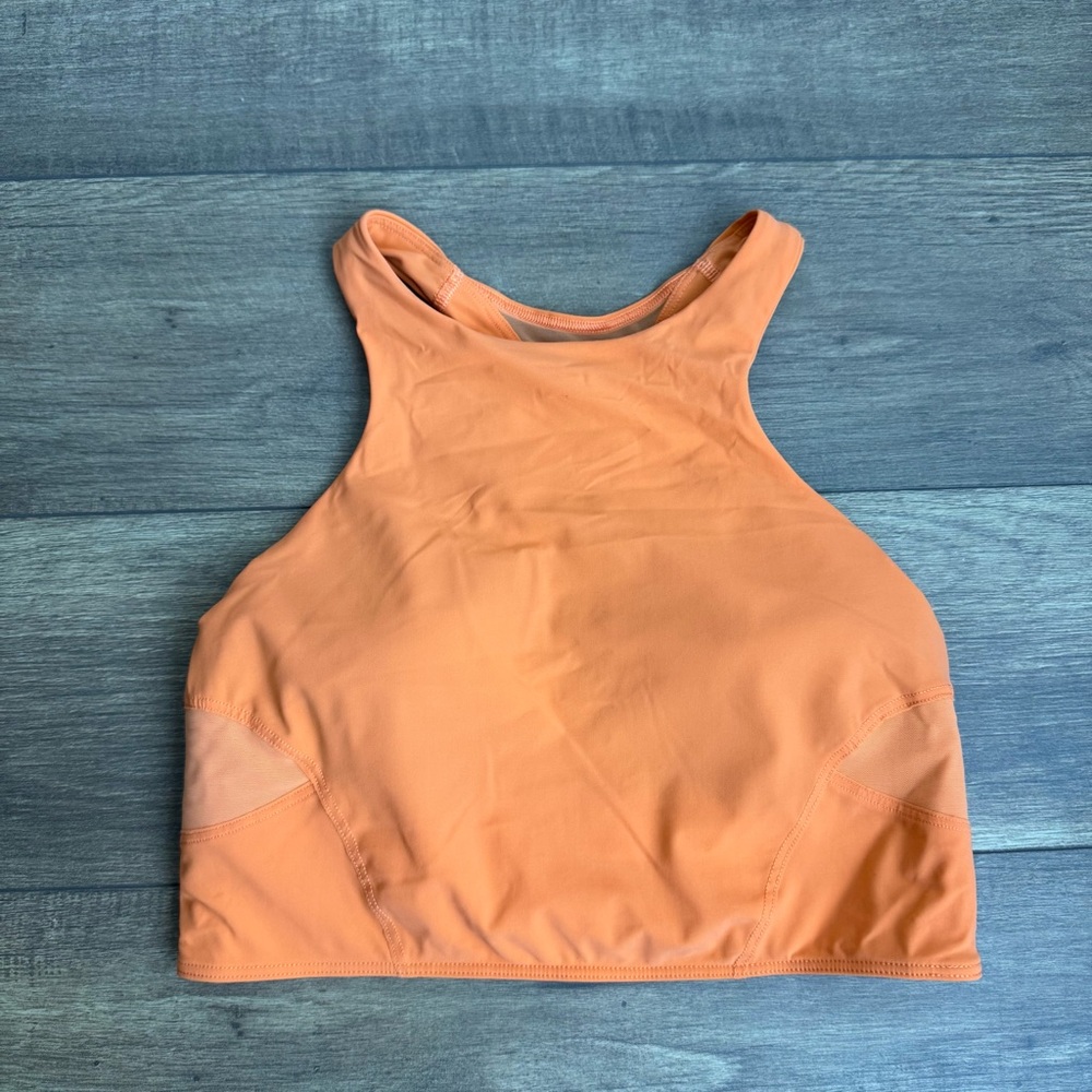 lululemon athletica Mesh Back Train Sports Bra Size 6 Orange High Neck